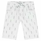 Younger Boys White Logo Shorts, 1, hi-res