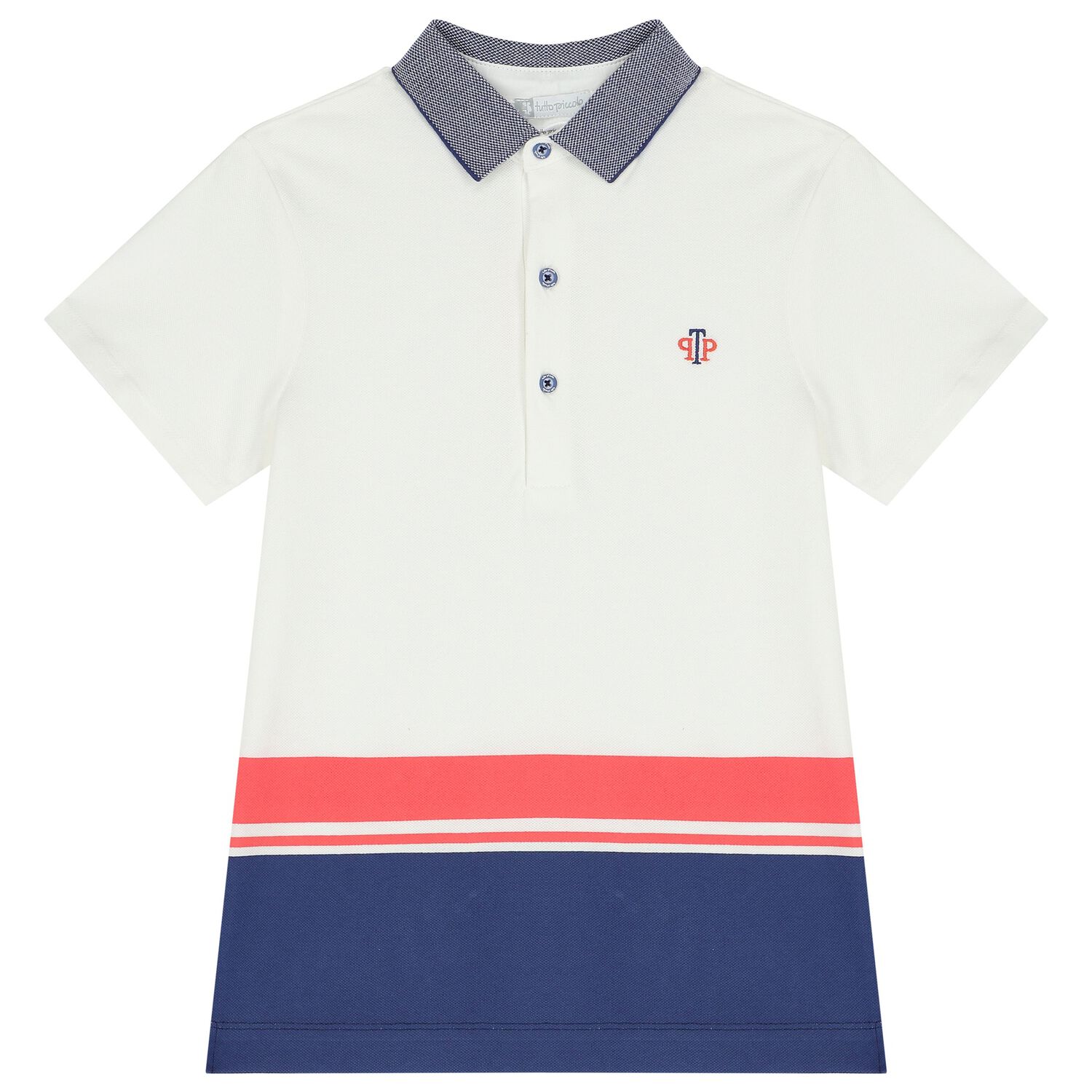 Boys White Striped Polo Shirt, 1, hi-res image number null