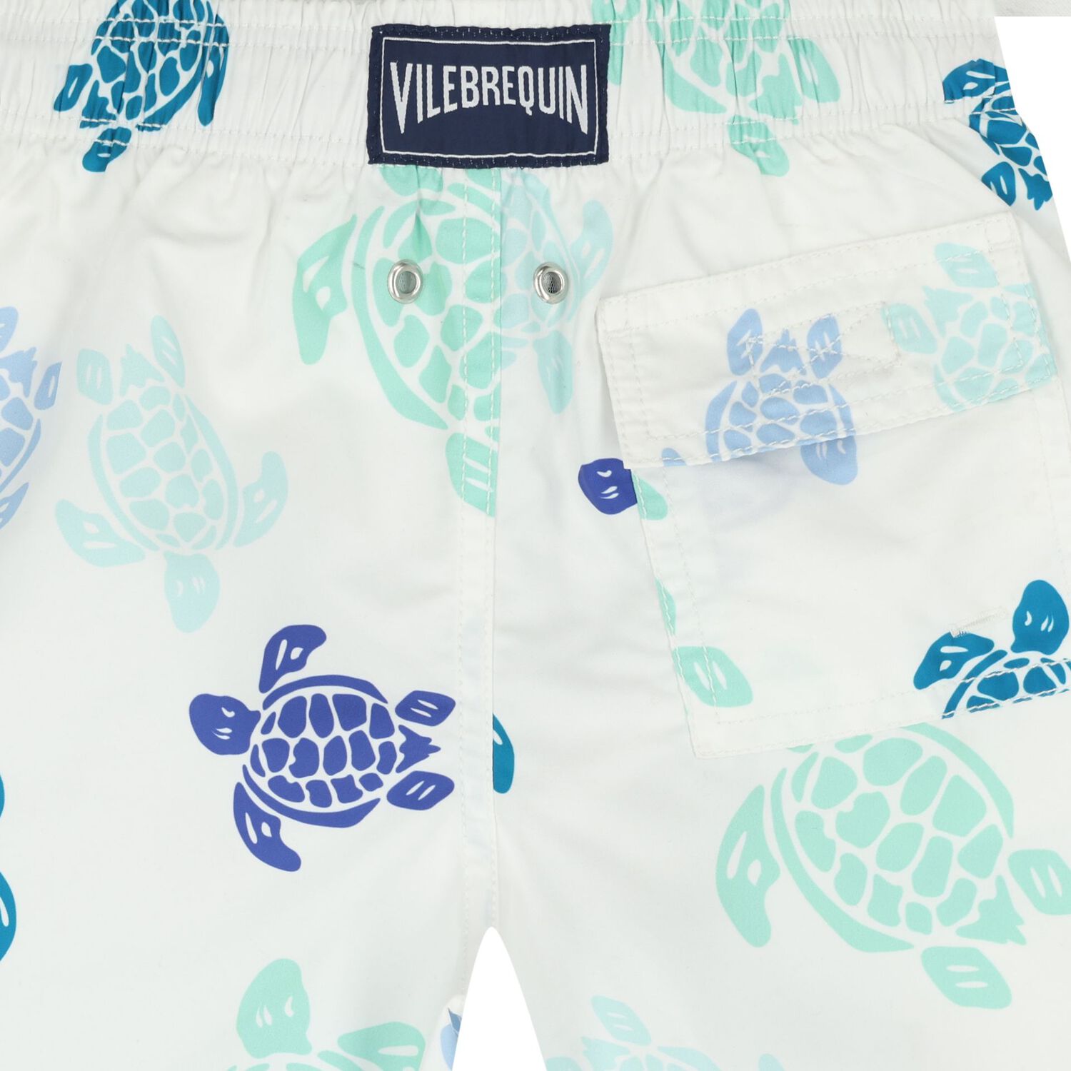Boys White Turtle Swim Shorts, 1, hi-res