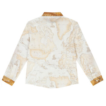 Boys Ivory & Beige Geo Map Shirt