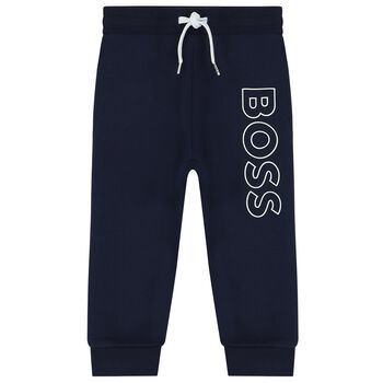 Younger Boys Navy Blue Logo Joggers