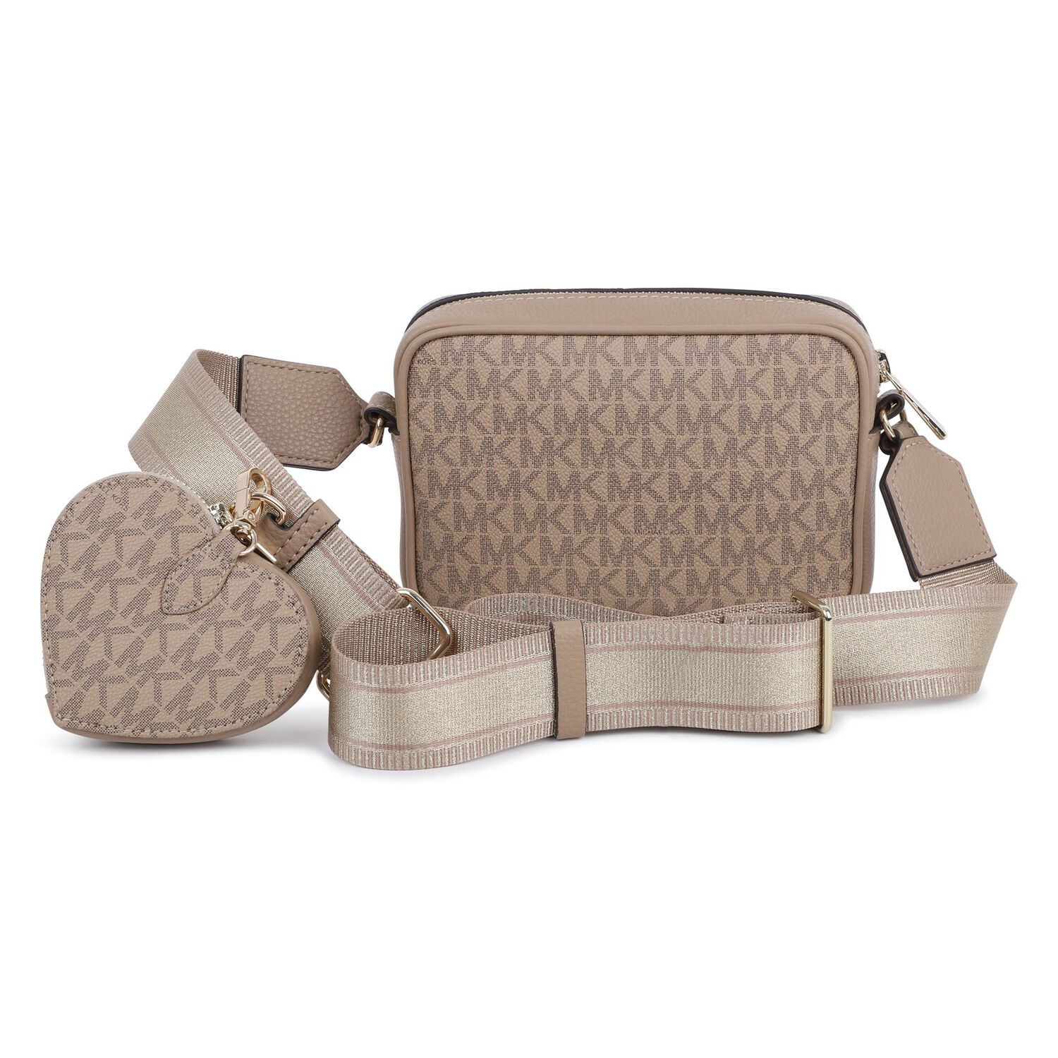 Girls Beige Logo Shoulder Bag, 1, hi-res