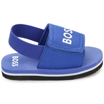 Younger Boys Blue Logo Sandals