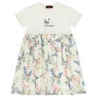 Girls Ivory Butterflies Logo Dress, 1, hi-res