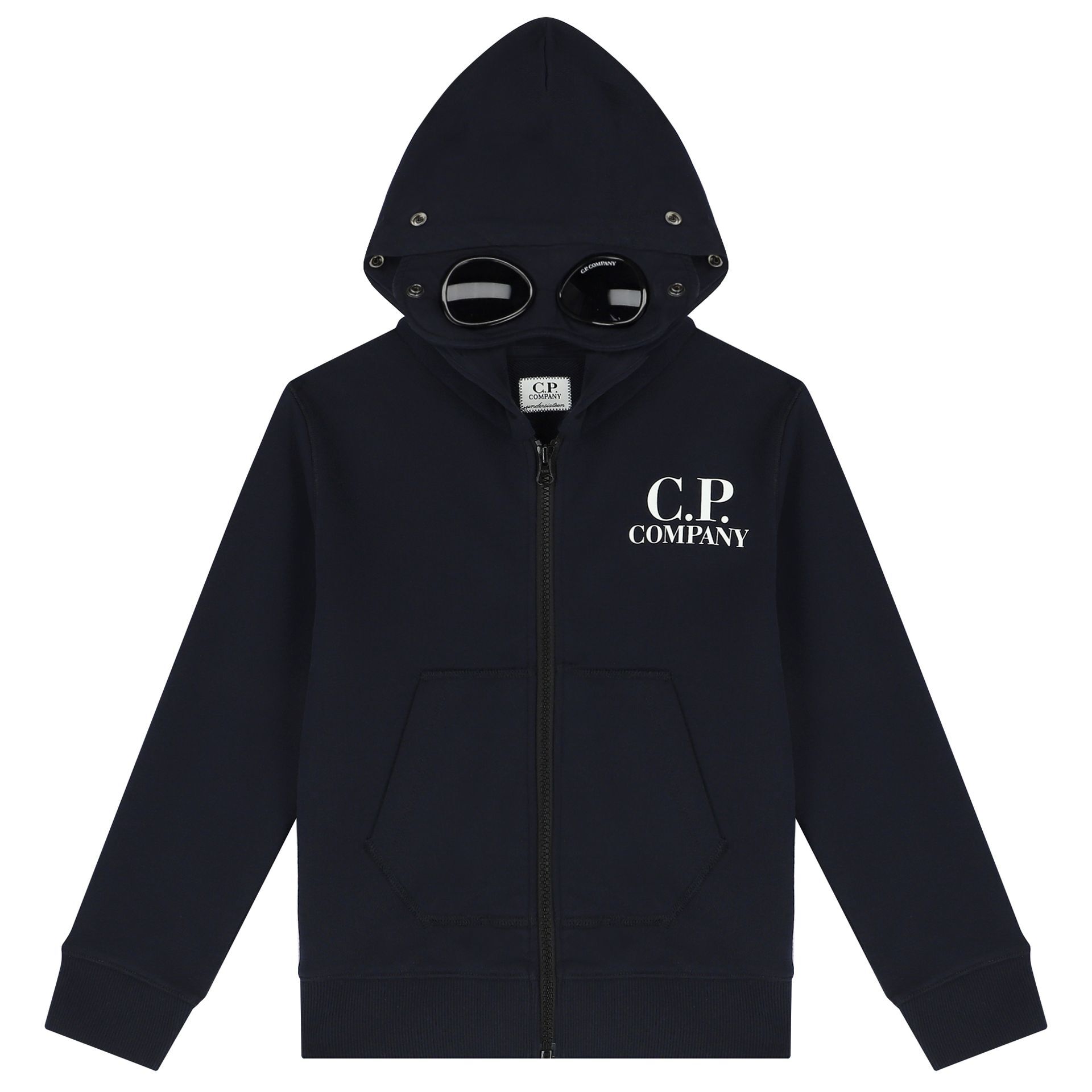 C.P Company Boys Navy Blue Logo Zip Up Top Junior Couture UAE