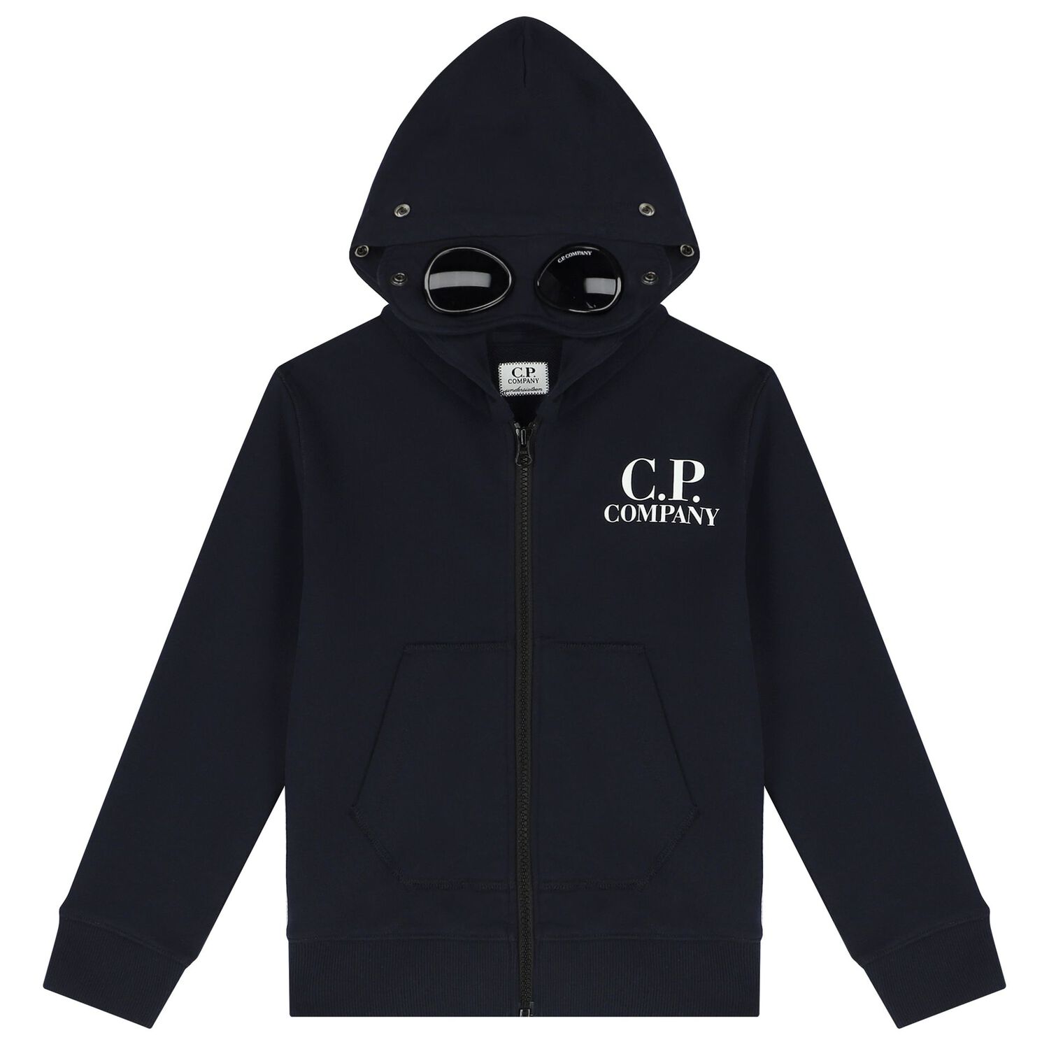 Boys Navy Blue Logo Zip Up Top, 1, hi-res