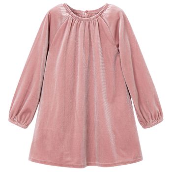 Girls Pink Sparkly Velour Dress