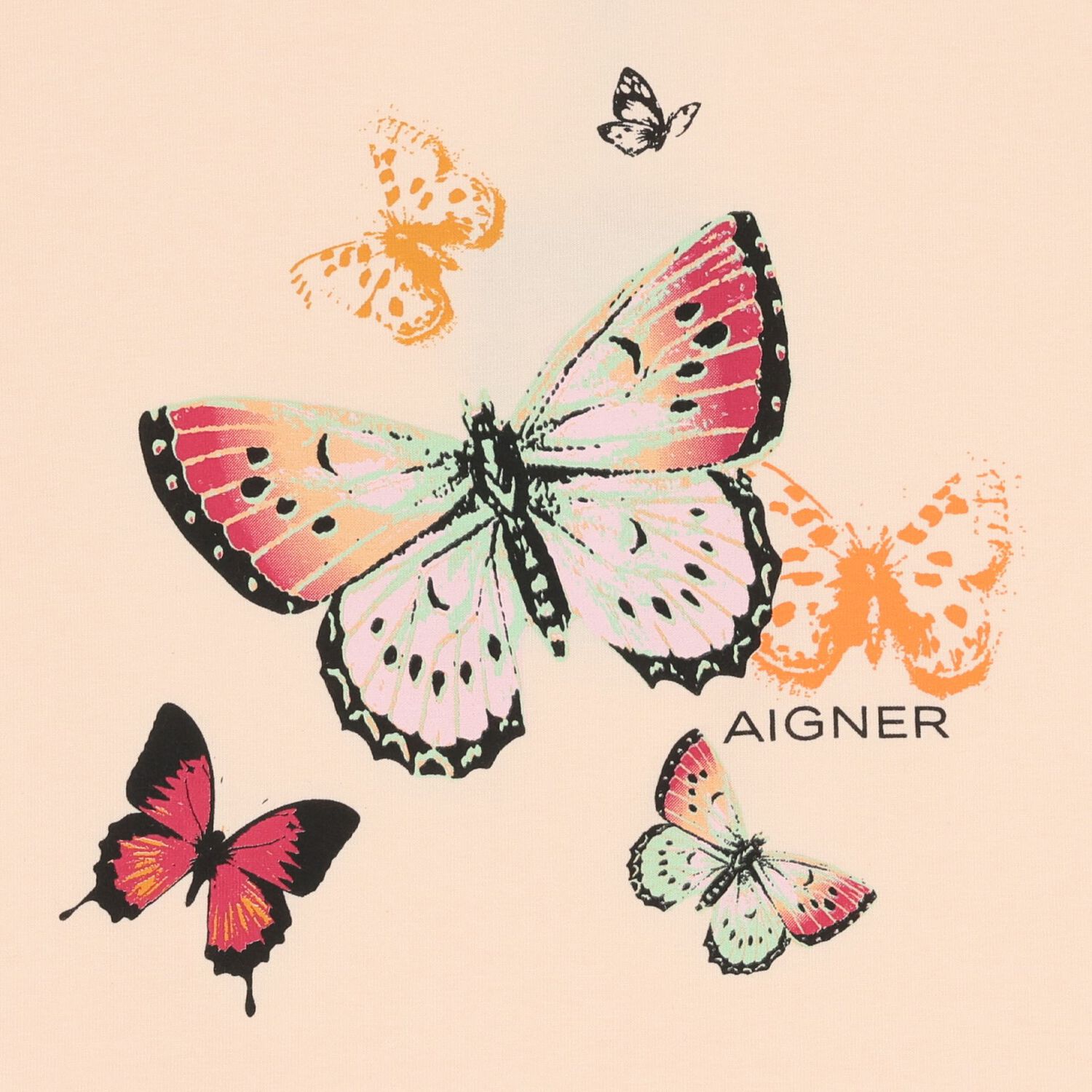 Girls Pink Butterflies Logo T-Shirt, 2, hi-res