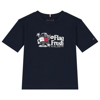 Boys Navy Blue Logo T-Shirt