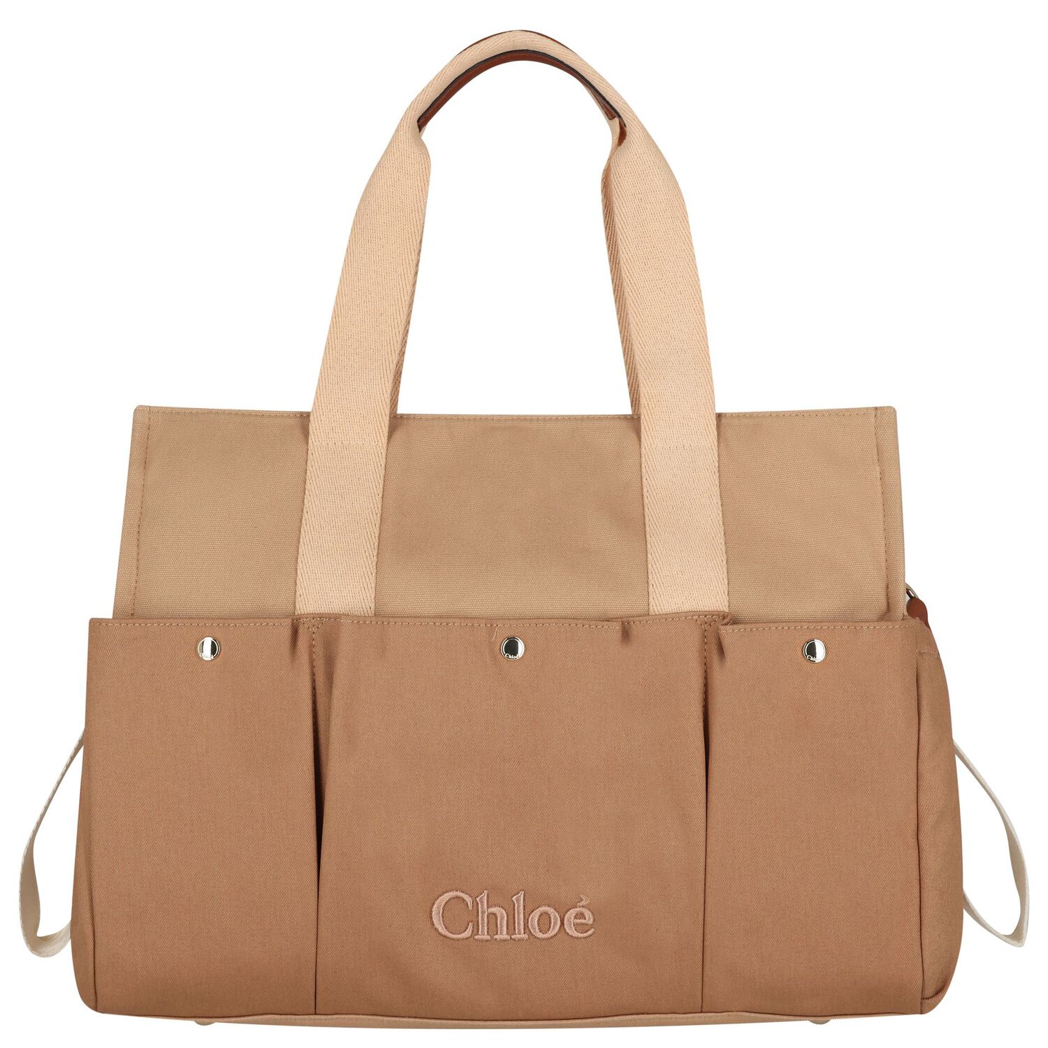 Beige Logo Canvas Baby Changing Bag, 1, hi-res