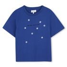 Girls Blue Daisy Logo T-Shirt, 1, hi-res
