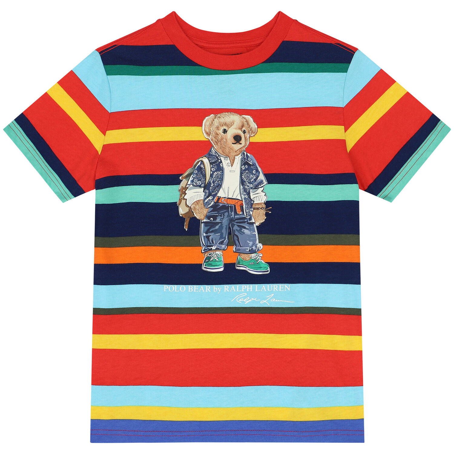 Boys Multi-Colored Striped Polo Bear T-Shirt, 1, hi-res image number null