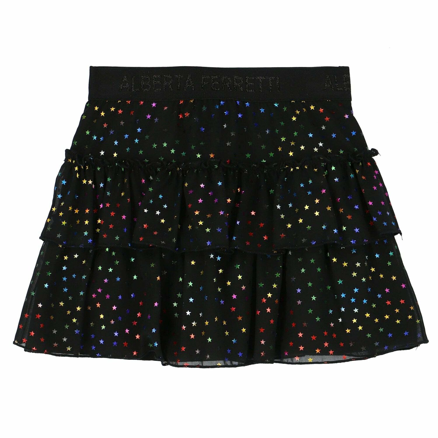 Girls Black Printed Skirt, 1, hi-res