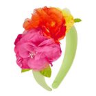 ربطة رأس بنات بطبعة الزهور باللون الوردي والأخضر, 1, hi-res