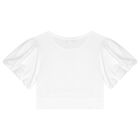 Girls White Embellished T-Shirt, 2, hi-res
