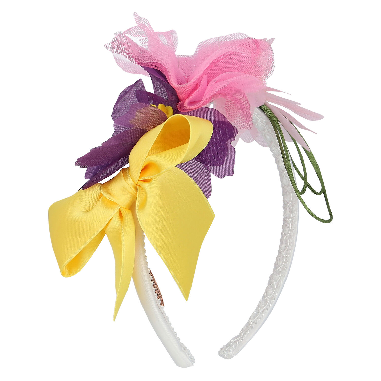 ربطة رأس بنات بطبعة الزهور باللون العاجي, 1, hi-res