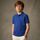 Boys Blue Logo Polo Shirt, 1, hi-res