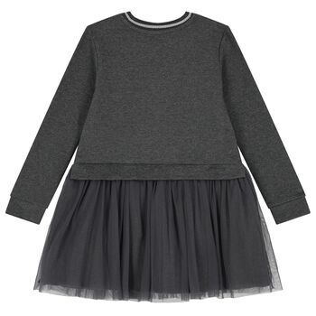 Girls Grey Tulle Dress