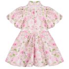Girls Pink Rose Satin Dress, 1, hi-res