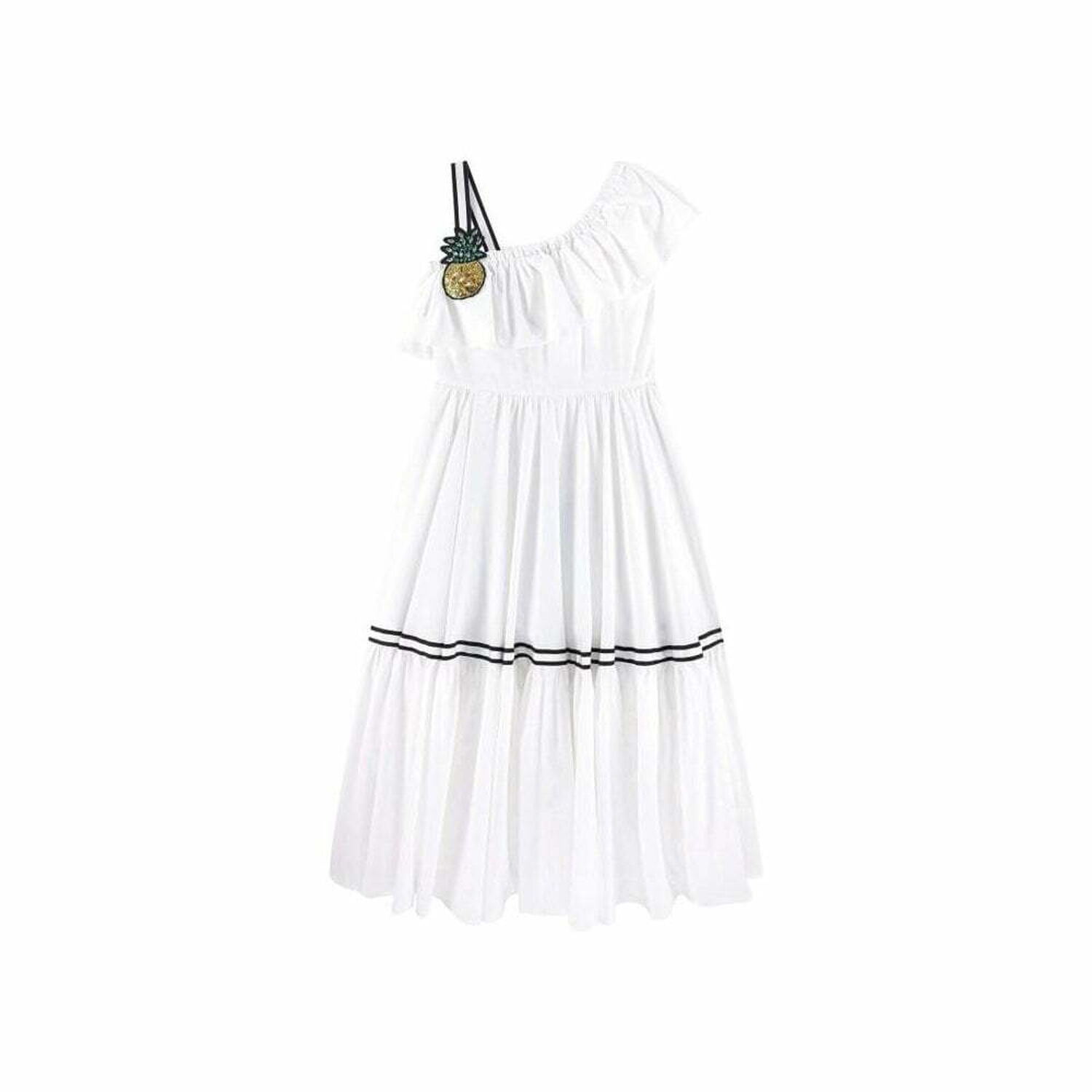 Girls White Cotton Dress, 1, hi-res image number null