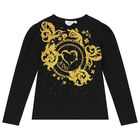 طقم تنورة بنات باللون الاسود والذهبى, 1, hi-res