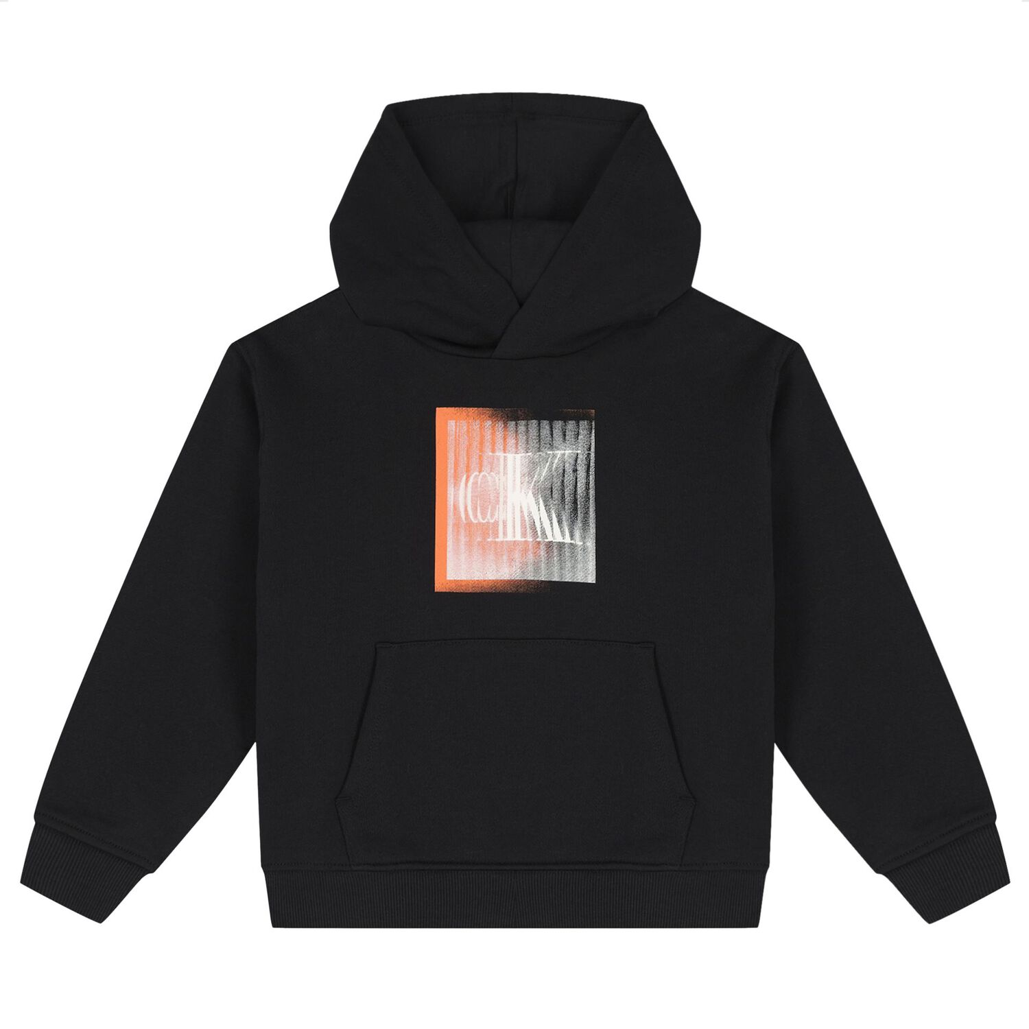 Boys Black Logo Hooded Top, 1, hi-res image number null