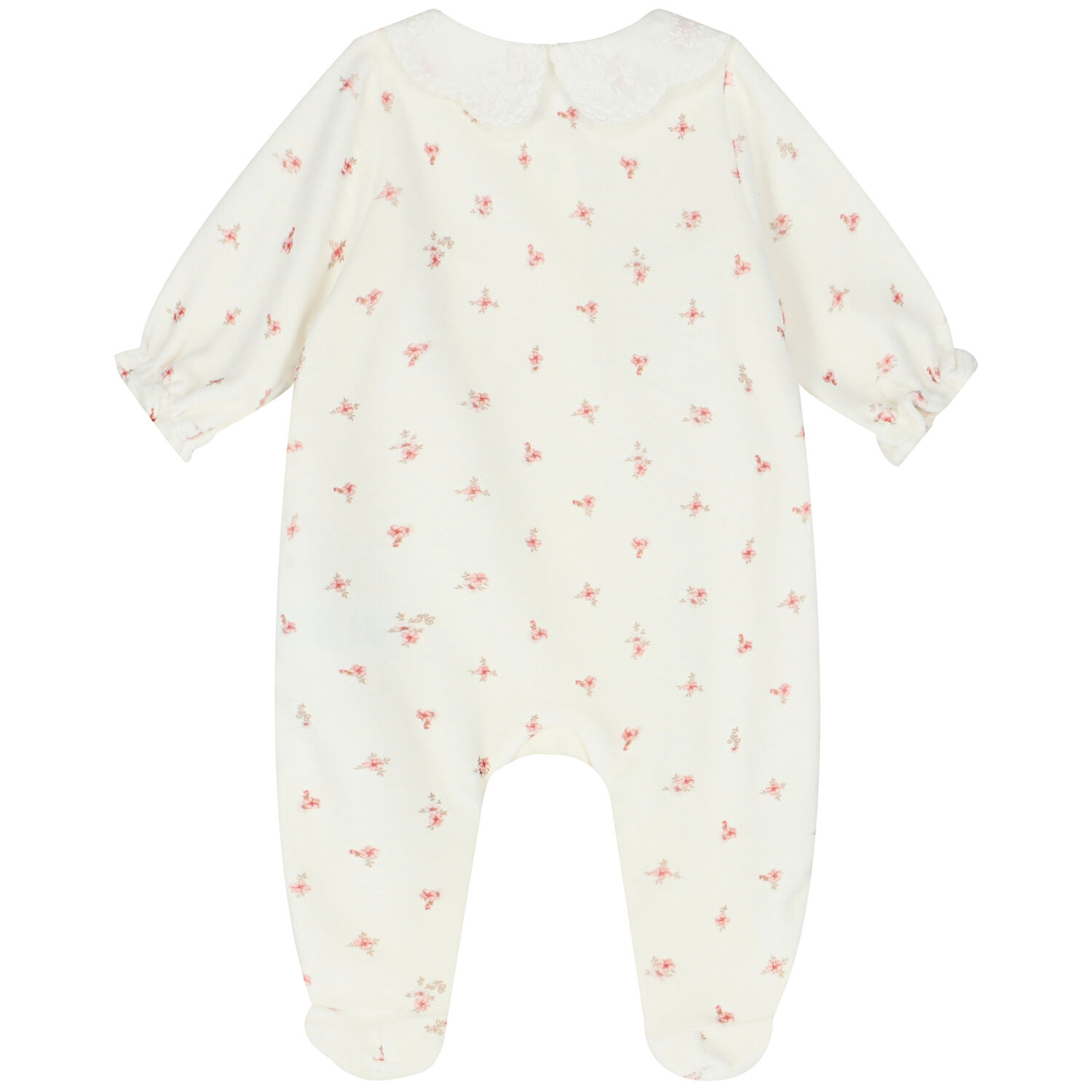 Baby Girls Ivory & Pink Floral Babygrow, 1, hi-res