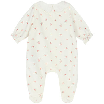 Baby Girls Ivory & Pink Floral Babygrow