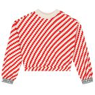 Girls Ivory & Red Zigzag Striped Sweatshirt, 1, hi-res