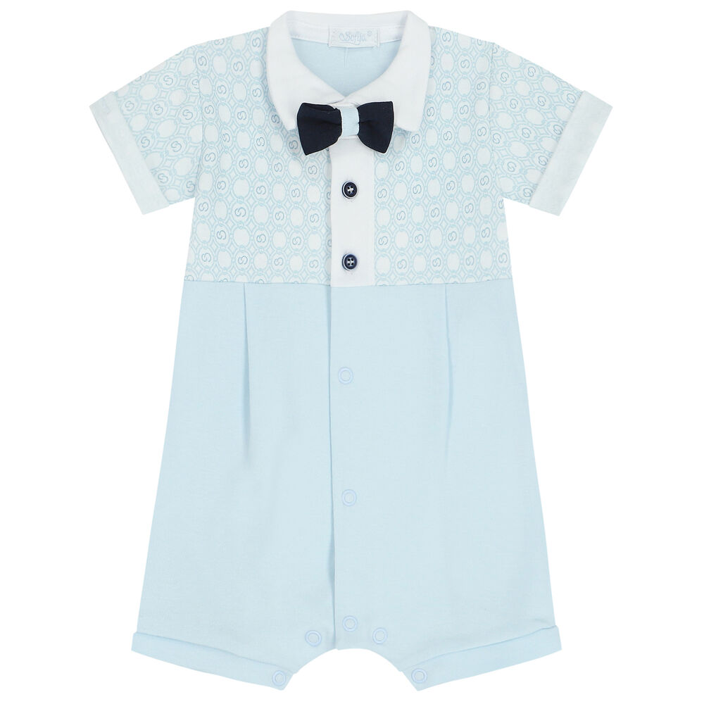 Sofija Baby Boys Blue & White Polo Romper Junior Couture UAE