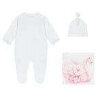 Baby Girls White & Pink Swan Babygrow Set, 1, hi-res