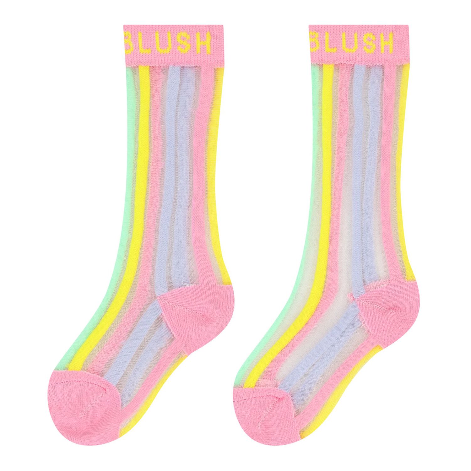 Girls Multi-Coloured Stripes Socks, 1, hi-res
