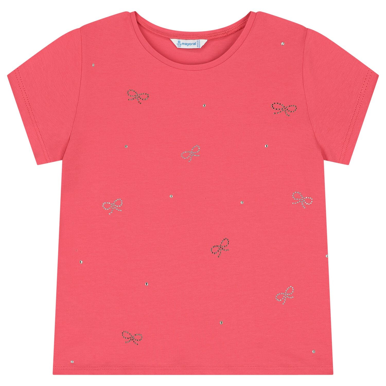 Girls Red Bow T-Shirt, 1, hi-res