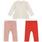 Younger Girls Ivory & Orange Leggings Set, 1, hi-res