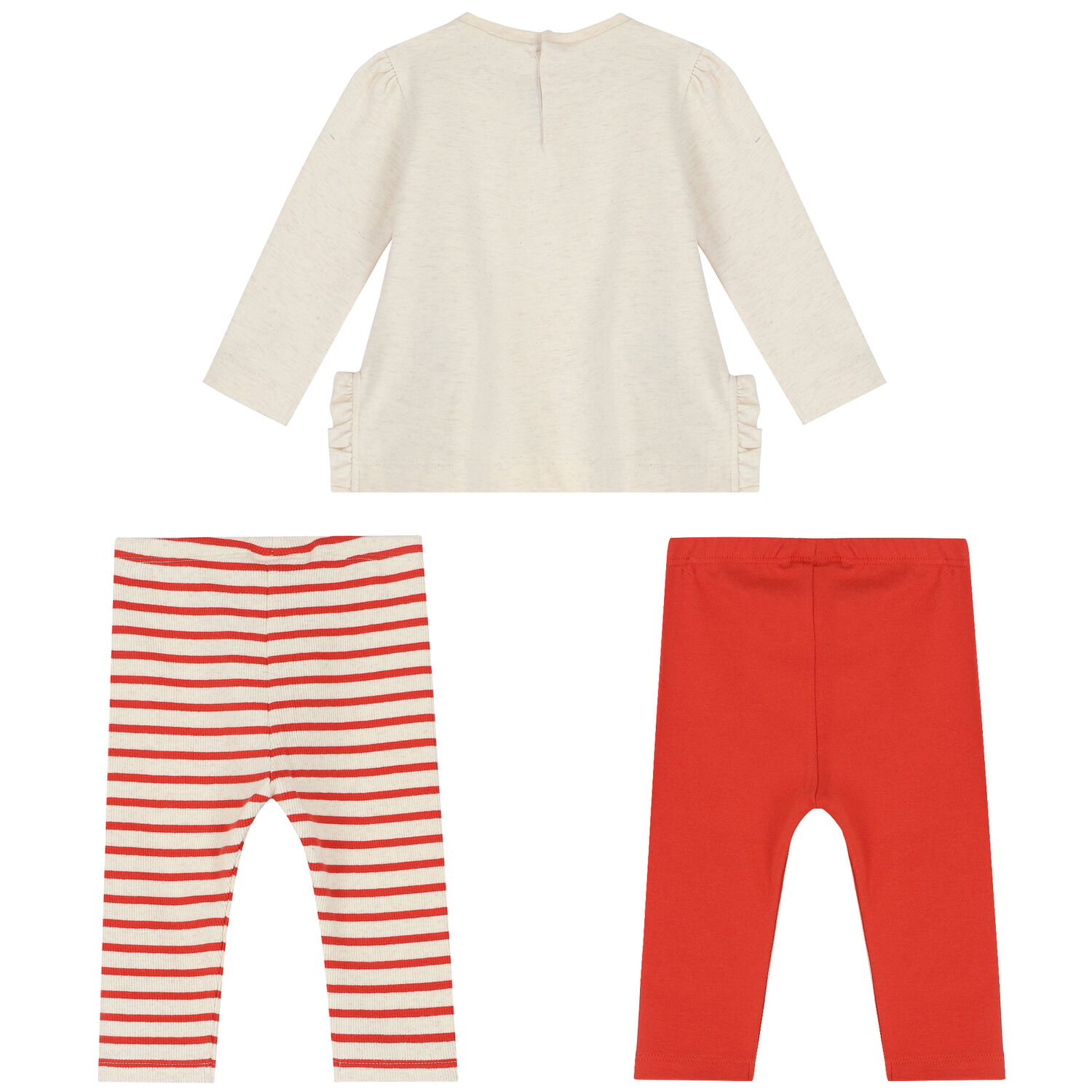 Younger Girls Ivory & Orange Leggings Set, 1, hi-res