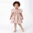 Baby Girls Pink Floral Puff Sleeve Dress, 1, hi-res