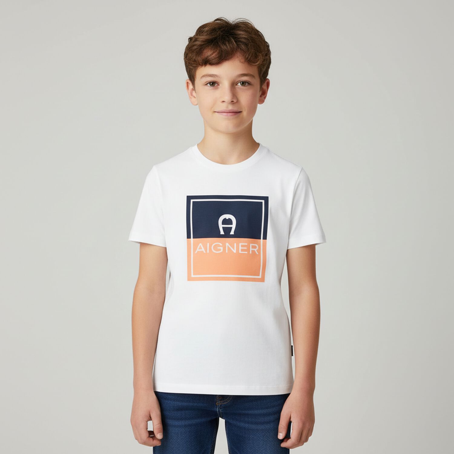 Boys White Logo T-Shirt, 1, hi-res