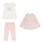 Baby Girls White & Pink Tracksuit Set ( 3 Piece ), 1, hi-res