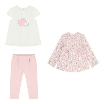 Baby Girls White & Pink Tracksuit Set ( 3 Piece )