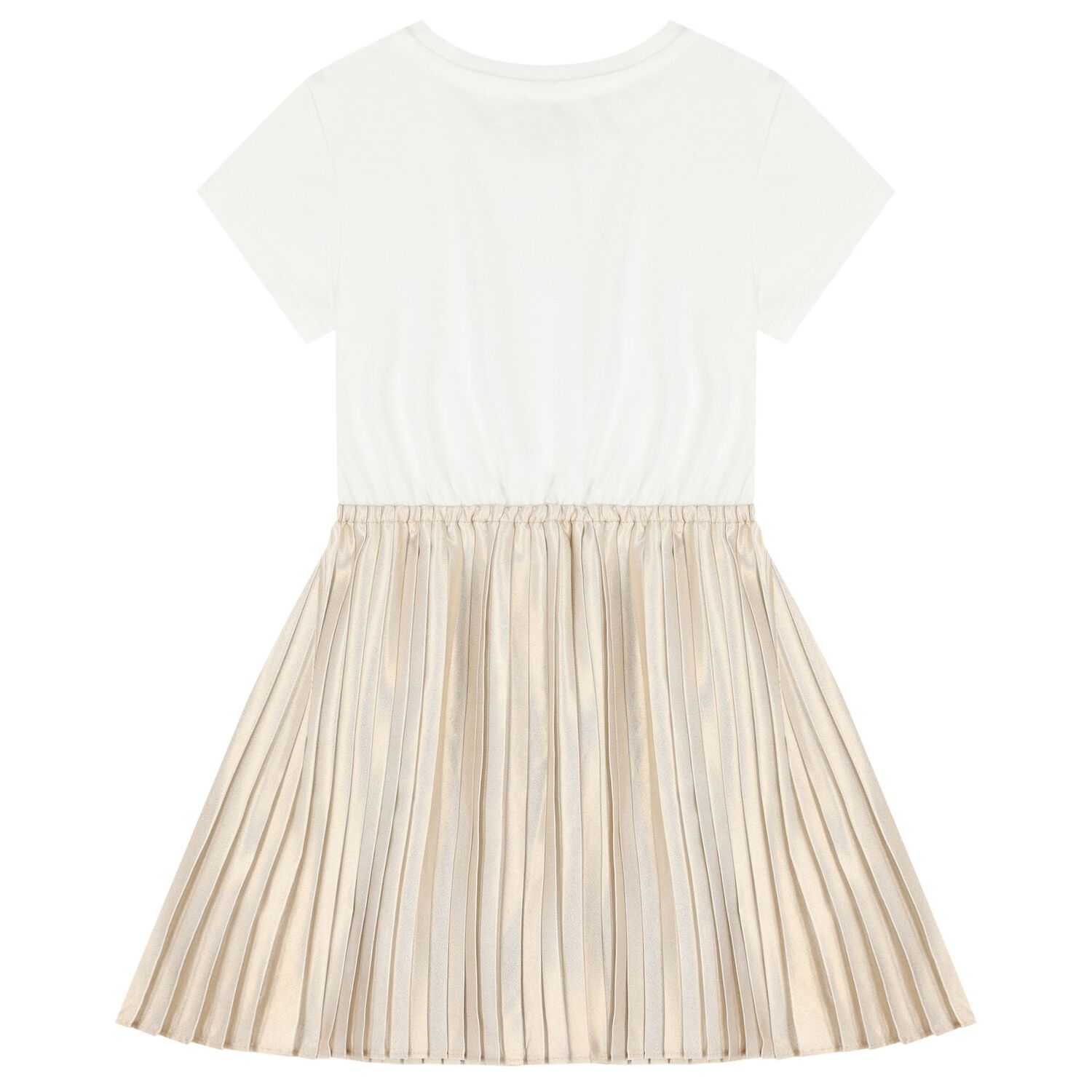 Girls Ivory & Gold Logo Dress, 2, hi-res image number null