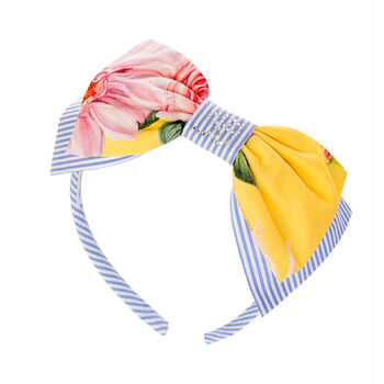 Girls Blue, White & Yellow Bow Hairband