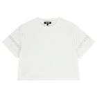 قميص أبيض بشعار للبنات, 1, hi-res