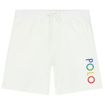 Boys White Logo Shorts