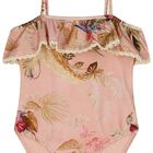 Girls Pink Floral Swimsuit, 1, hi-res