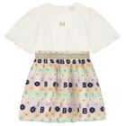 Girls Ivory Logo Floral Dress, 1, hi-res