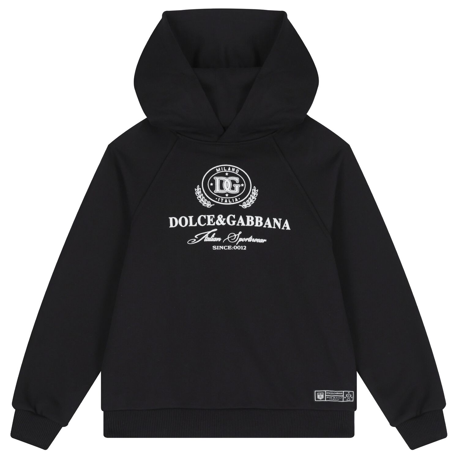 Boys Black Logo Hooded Top, 1, hi-res