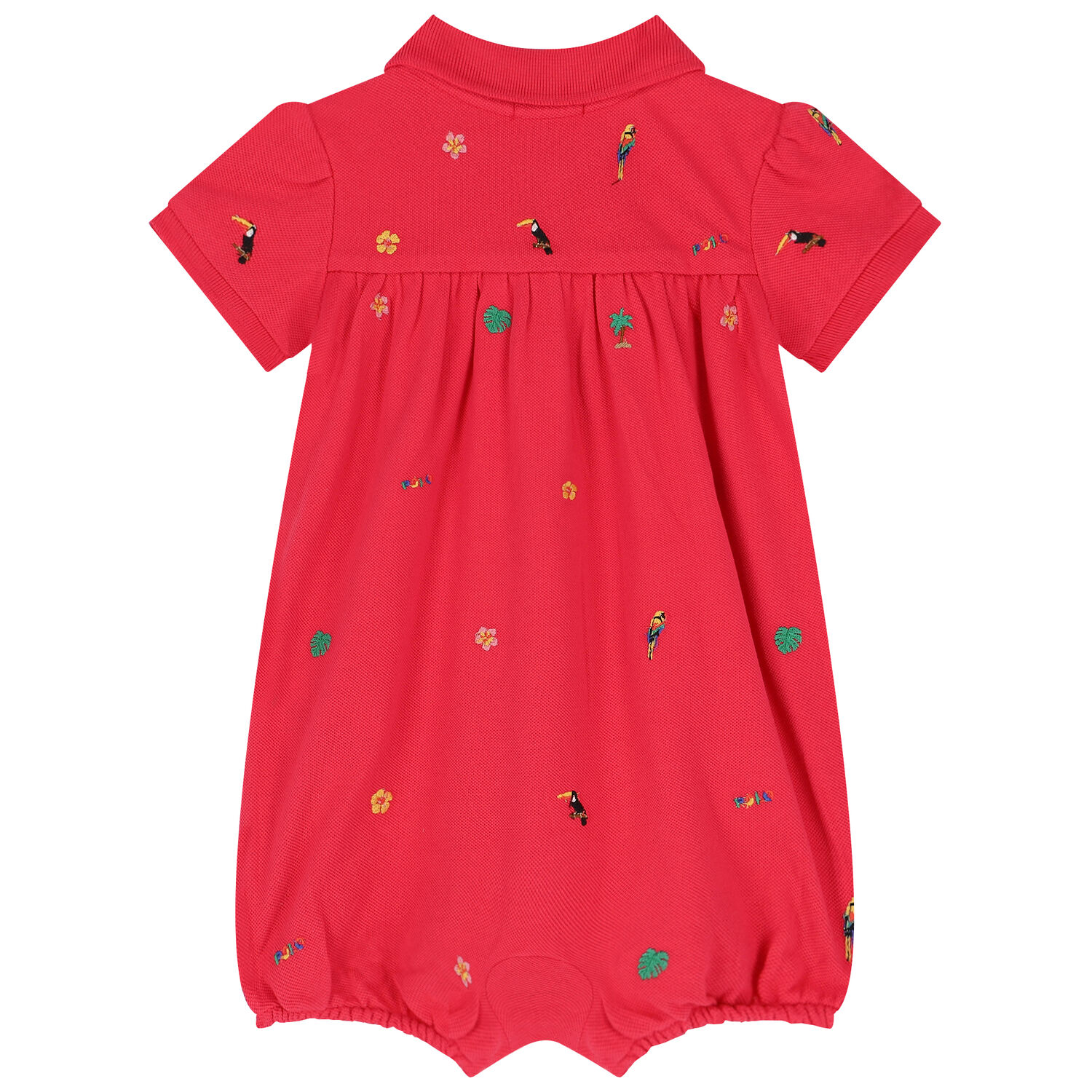 Baby Girls Pink Polo Romper, 1, hi-res