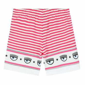 Girls Pink & White Striped Shorts