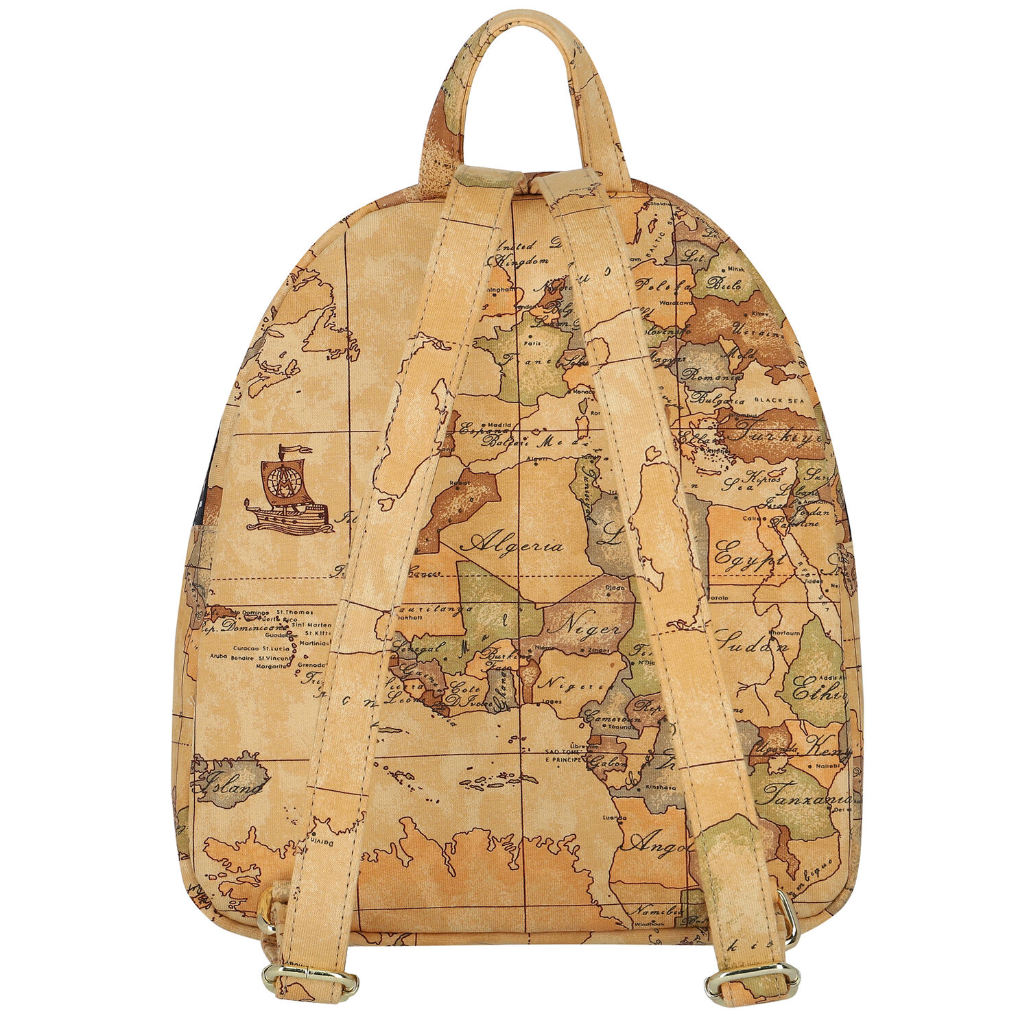 Beige Geo Map Backpack, 1, hi-res