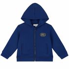 Younger Boys Blue Logo Zip Up Top, 1, hi-res